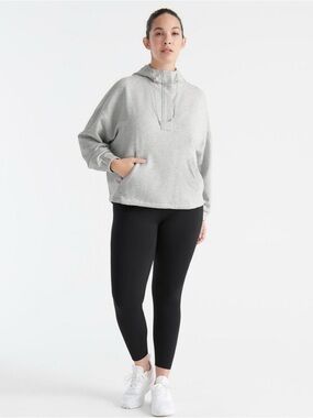 Knix Good To Go Fleece Oversized Hoodie Light Heather Grey Small Quarter Zip